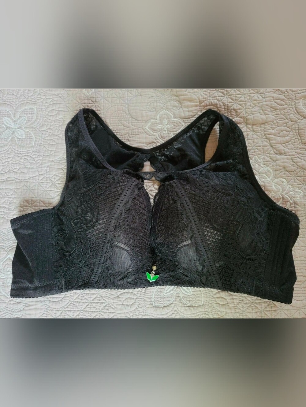 New bra bralette S M black padded wireless racerback lace 28 30 32 cup A B